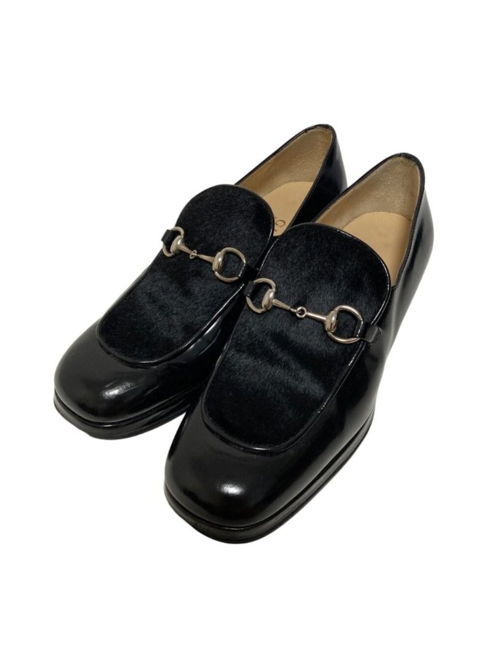 Gucci Bithardware Calf Hair Leather Loafers Black